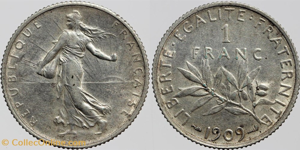 monnaies monde france f 217 roty 1 fr 1909