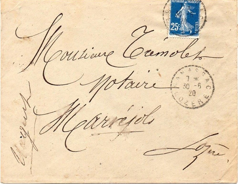 1920 - Cachets type B4 documents anciens marques postales europe 1920 cachets type b4