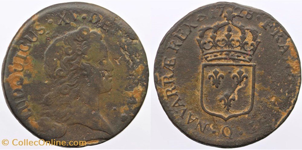 Dy 1692 - Louis XV - Sol - 1728, Perpignan monnaies europe medievale france royales dy 1692 louis xv sol 1728 perpignan