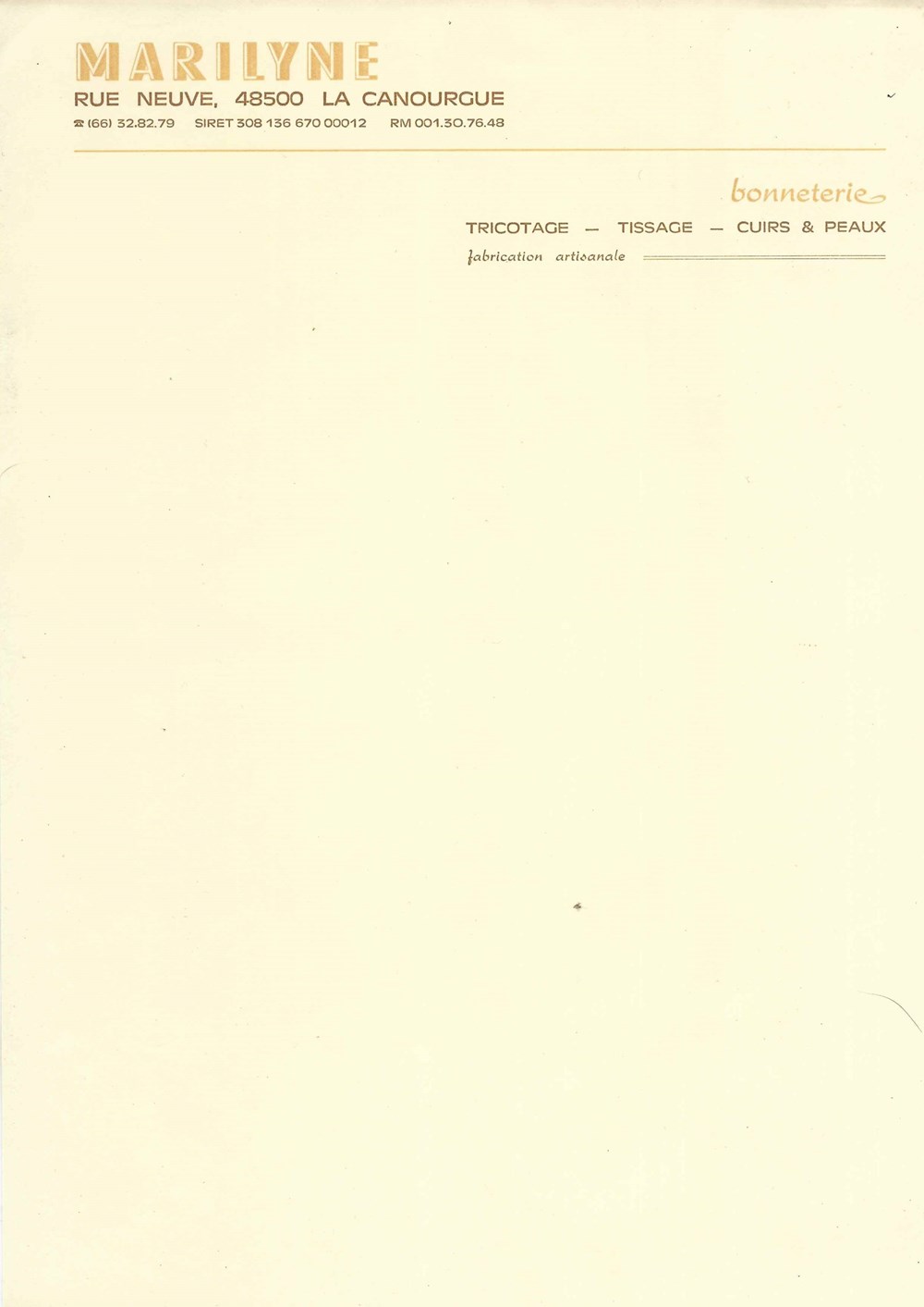 Marilyne (1970) documents anciens factures commerciaux marilyne 1970