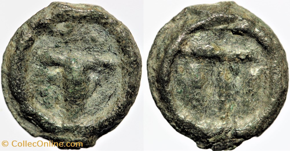 Volques Tectosages - Potin au T monnaies antiques av jc ap celtes volques tectosages potin au t