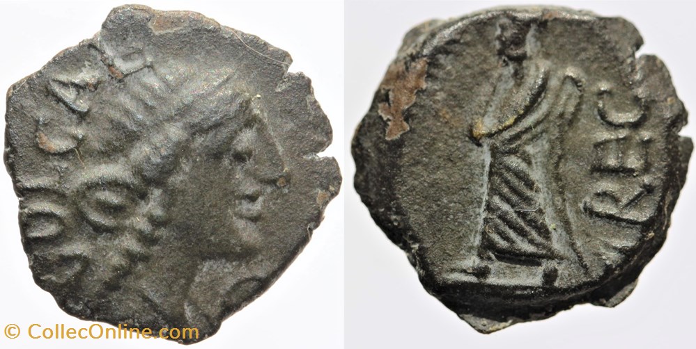 Volques Arécomiques - Bronze au Démos monnaies antiques av jc ap celtes volques arecomiques bronze au demos