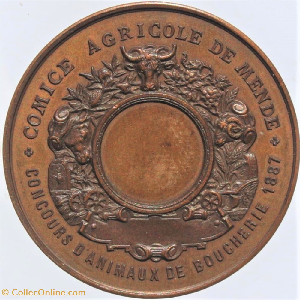 1887 - Animaux de boucherie 3 medailles france 1887 animaux de boucherie