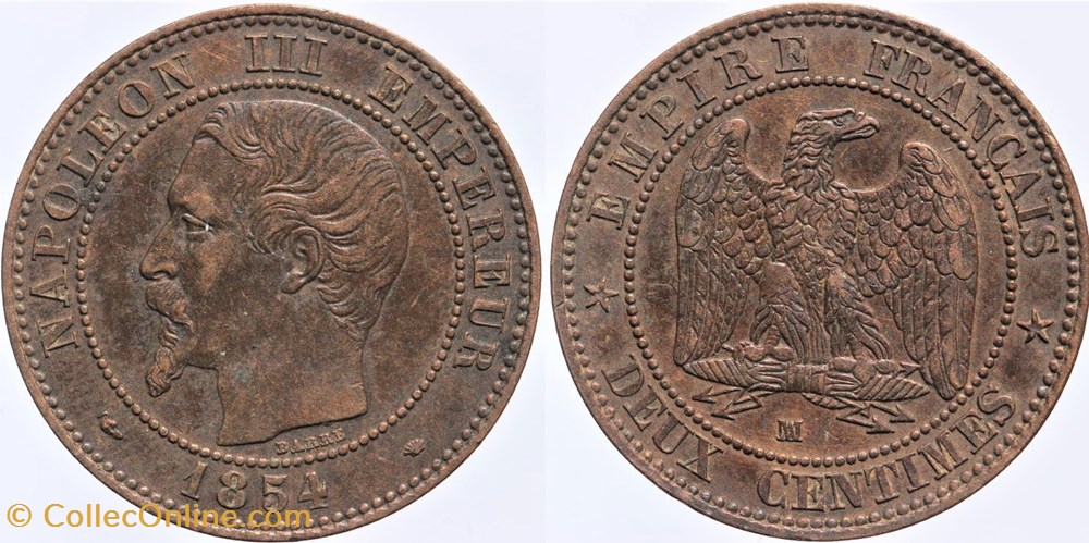F-107 - Second Empire - 2 centimes - 1854 MA monnaies monde france f 107 second empire 2 centimes 1854 ma