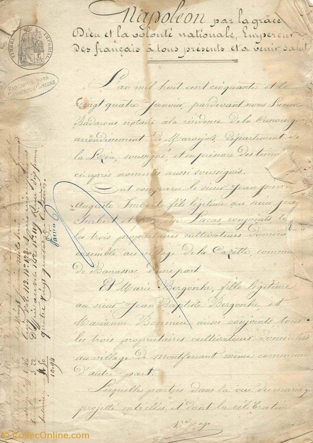 documents anciens autres 1850 mariage