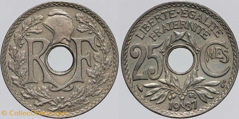 F-171 - Lindauer - 25 c. - 1937 monnaies monde france f 171 lindauer 25 c 1937