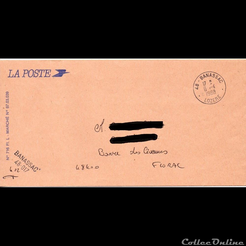 1988 - Type A9, 48 - Banassac + BANASSAC/48 - 017 marque postale europe france 1988 type a9 48 banassac banassac 48 017