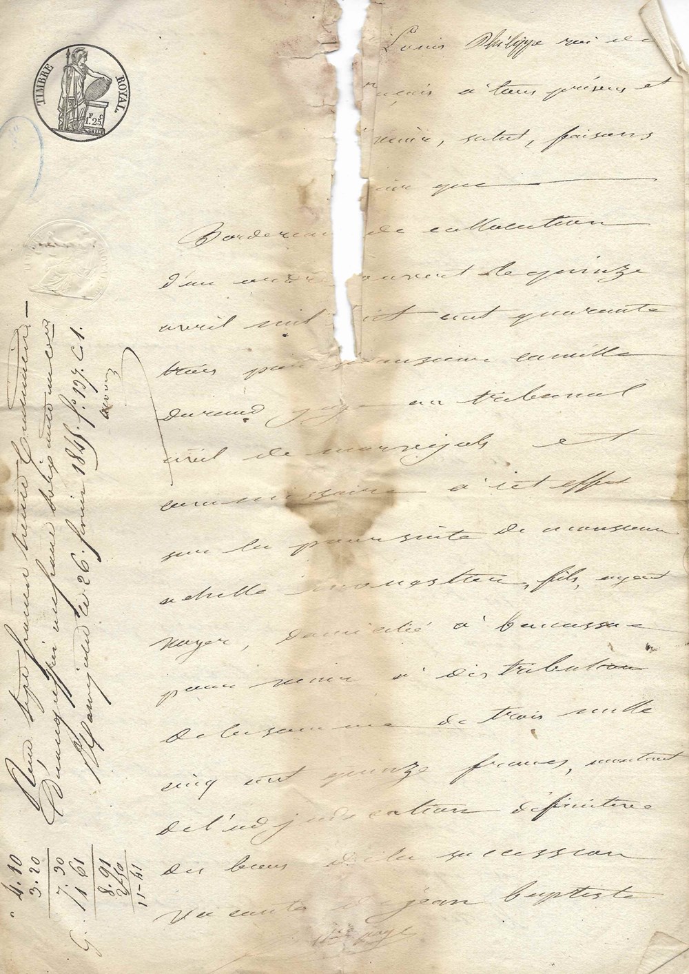 documents anciens autres 1845 bordereau de collocations