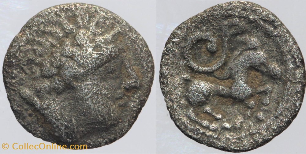 Arvernes - Obole à la volute monnaies antiques av jc ap celtes arvernes obole a la volute