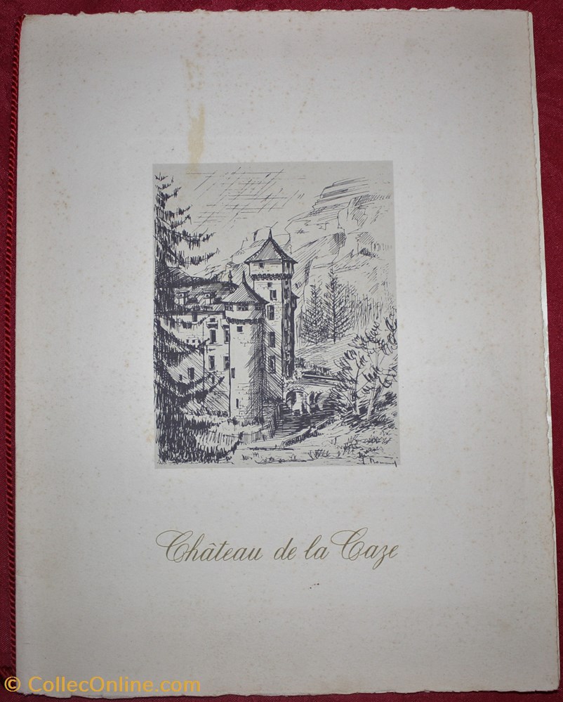 Menu du Château de la Caze (Lozère) documents anciens menus menu du chateau de la caze lozere