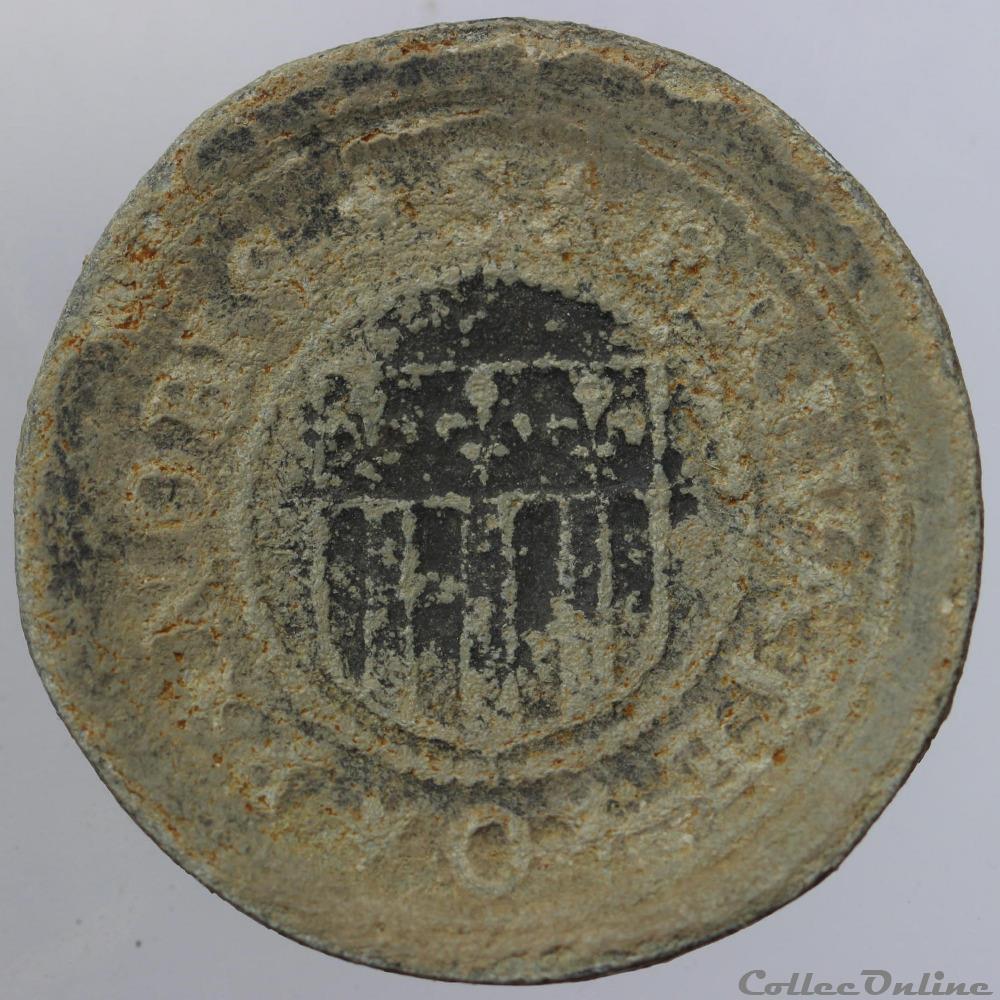 Méreau de l'Evêché de Mende (revers sur plomb) 2 monnaies paranumismatique jetons poids mereaux mereau de eveche de mende revers sur plomb