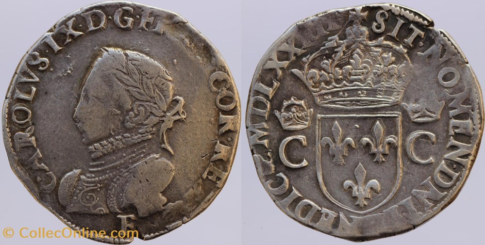 Dy 1077 - Charles IX - Teston - 1573, Angers monnaies europe medievale france royales dy 1077 charles ix teston 1573 angers