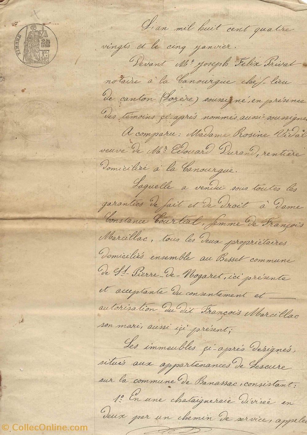 1880 - vente de châtaigneraies documents anciens autres 1880 vente de chataigneraies