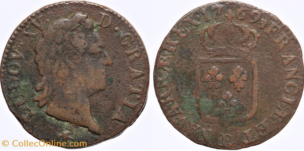 Dy 1699 - Louis XV - Sol - 1769, Lyon monnaies europe medievale a france royales dy 1699 louis xv sol 1769 lyon