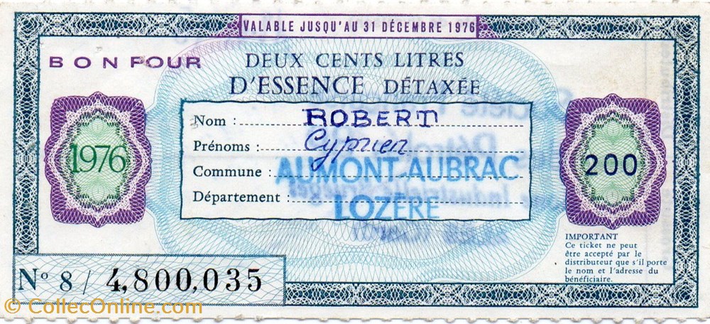 billets europe france bon pour 200 litres essence detaxee