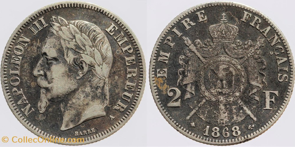 F-263 - Second Empire - 2 francs - 1868 A monnaies monde france f 263 second empire 2 francs 1868 a