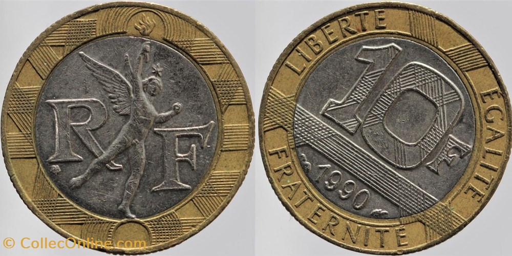 monnaies monde france f 375 genie 10 fr 1990 decalage