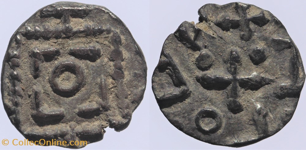 Sceat au carré perlé, anglo-saxons. monnaies europe medievale royaumes francs sceat au carre perle anglo saxons