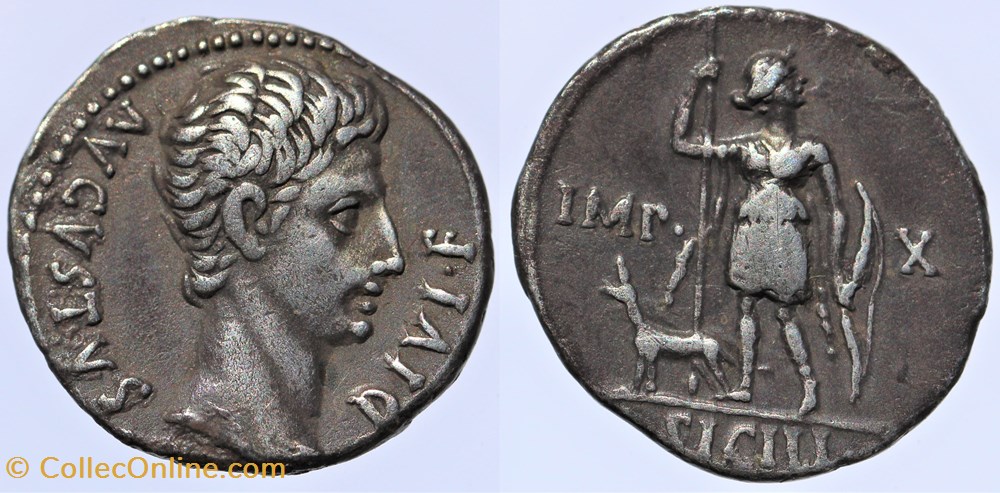 Auguste - Denier, Lyon (- 27 à 14 ) monnaies antiques av jc ap romaines republicaines imperiales auguste denier lyon 27 a 14