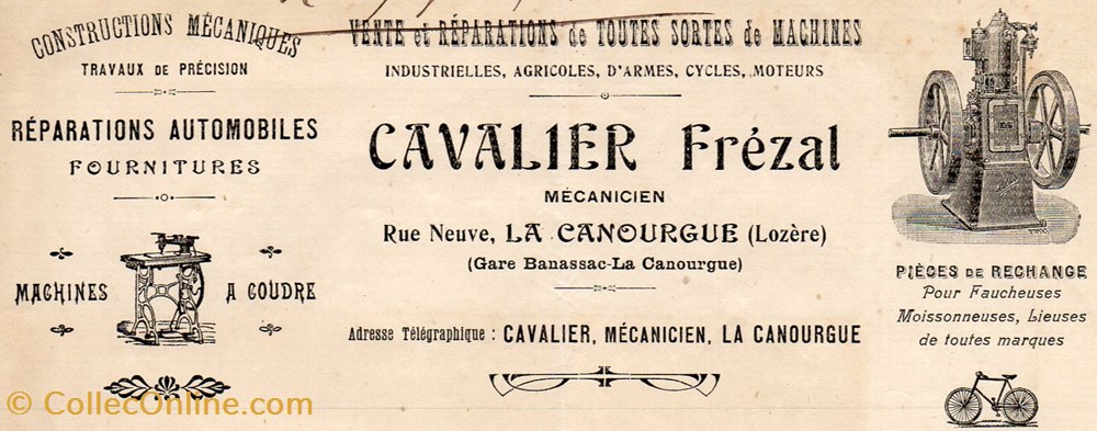 Cavalier Frézal (1921) documents anciens factures commerciaux cavalier frezal 1921