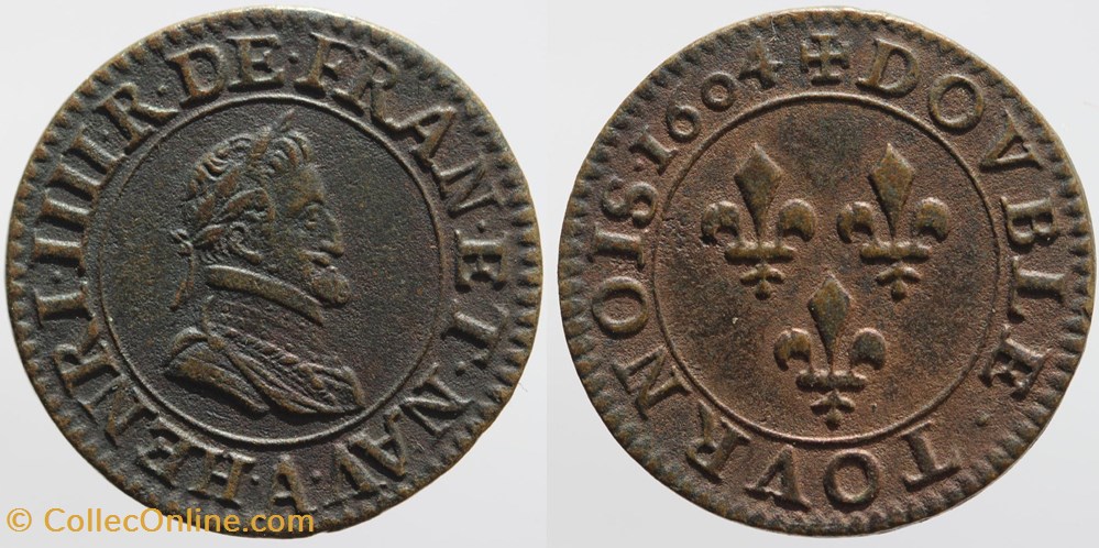 monnaies europe medievale france royales dy 1273 henri iv double tournois 1604 paris