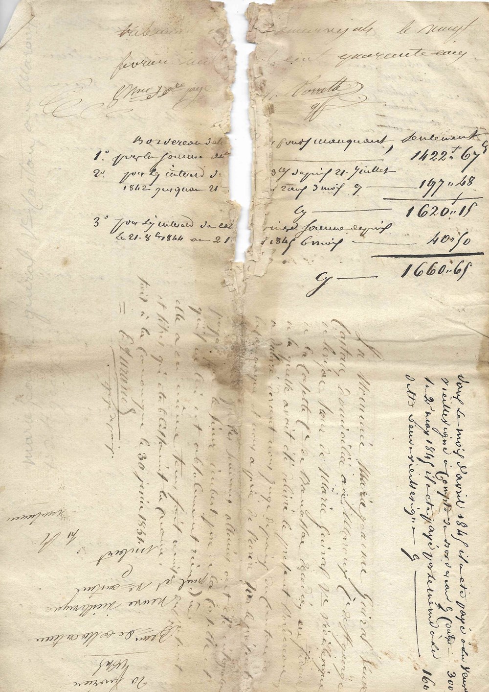 documents anciens autres 1845 bordereau de collocations