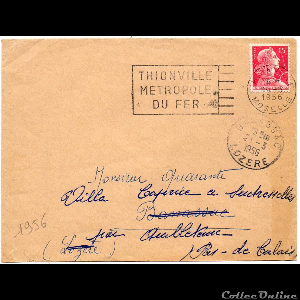 1956 - Cachets type A7 marque postale europe france 1956 cachets type a7