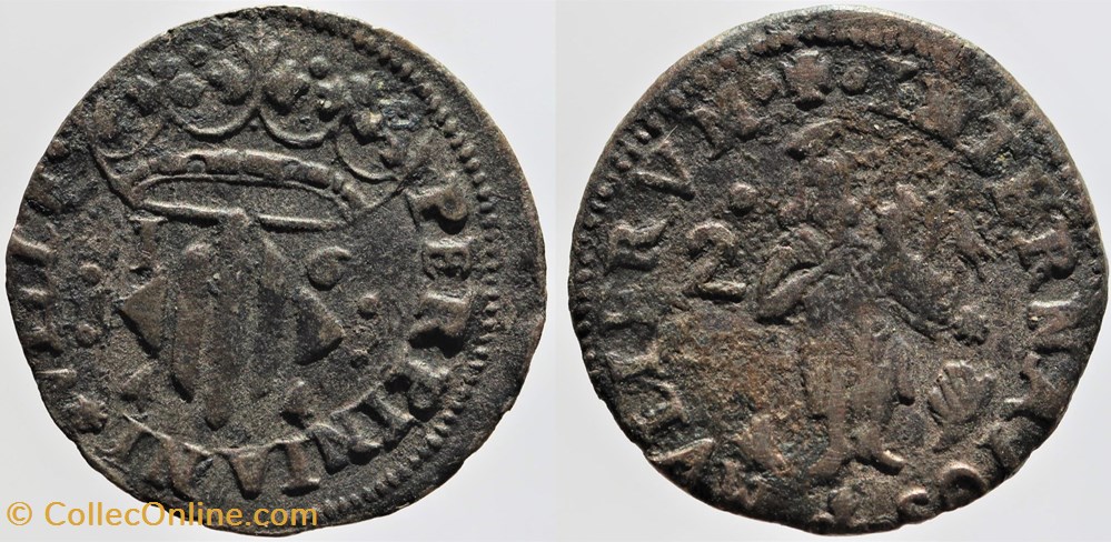 Dy 1609 - Louis XIV - Double sol - 1644 Perpignan monnaies europe medievale france royales dy 1609 louis xiv double sol 1644 perpignan