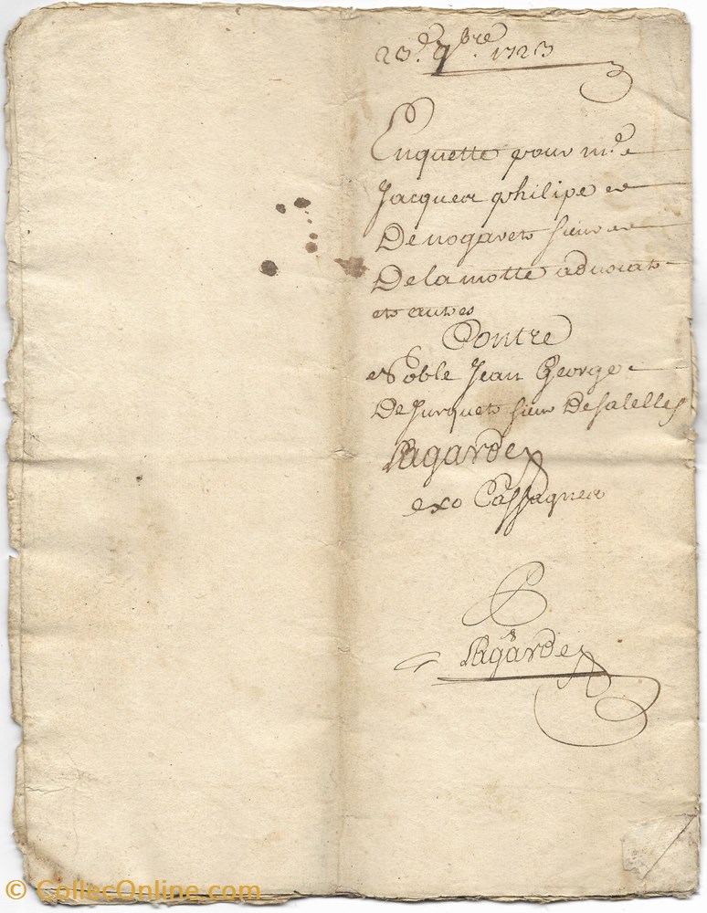 1723 - Enquête De Nogaret contre De Jurquet, documents anciens autres 1723 enquete de nogaret contre de jurquet