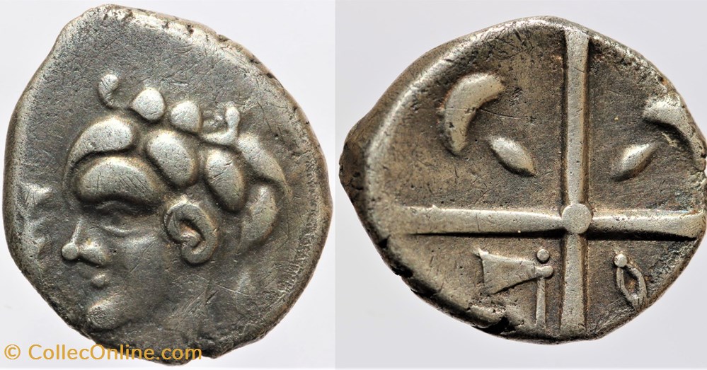 Longostalètes - Drachme à la croix monnaies antiques av jc ap celtes longostaletes drachme a la croix