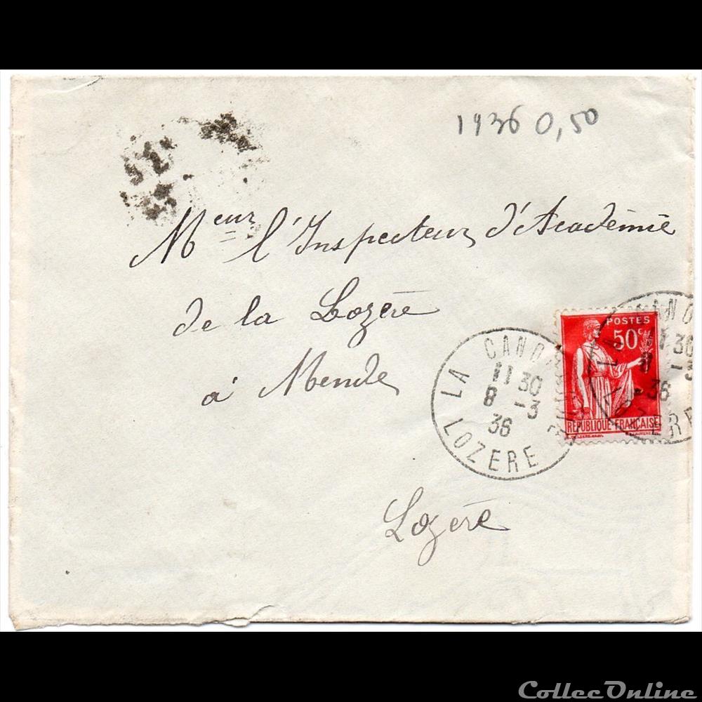 1936 - Cachets type A4 marque postale europe france 1936 cachets type a4