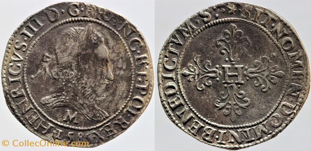 monnaies europe medievale france royales dy 1130a henri iii franc 1585 toulouse