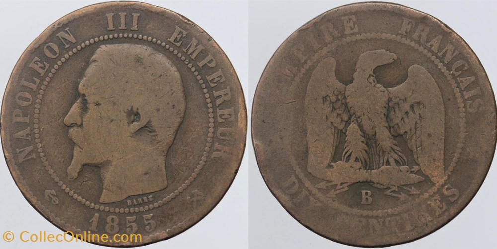 F-133 - Second Empire - 10 centimes - 1855 B ancre monnaies monde france f 133 second empire 10 centimes 1855 b ancre