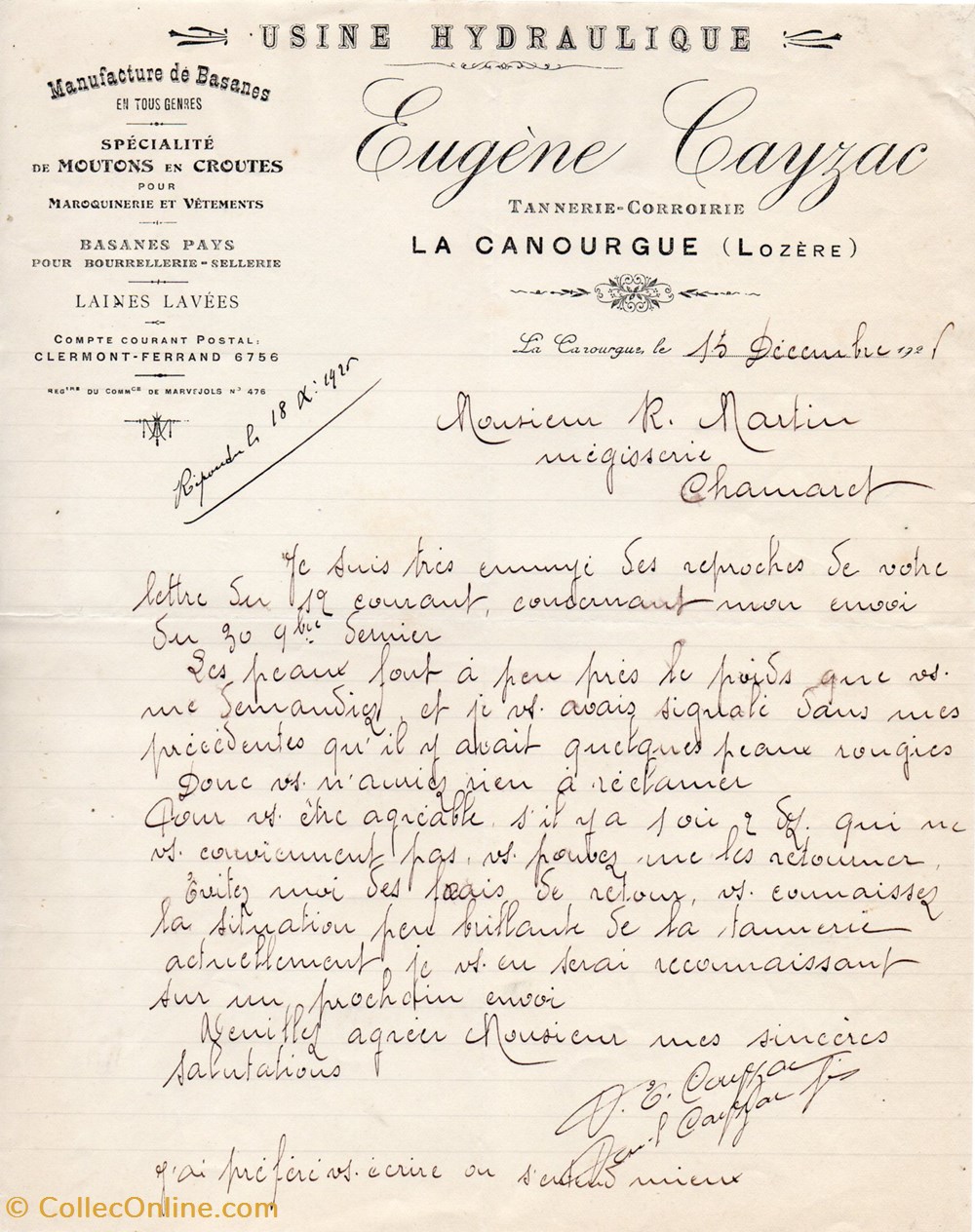 Cayzac Eugène (1925) documents anciens factures commerciaux cayzac eugene 1925