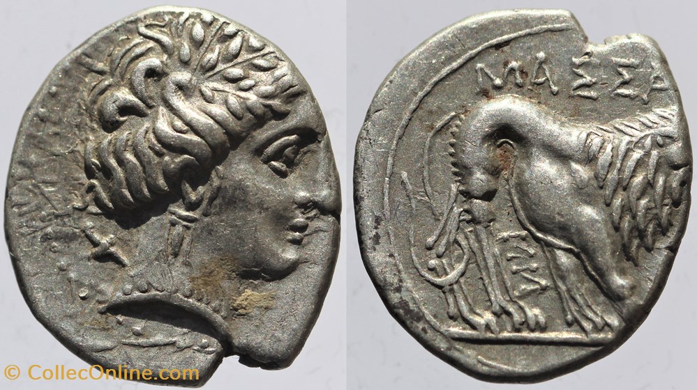Massalia - Drachme légère au lion monnaies antiques av jc ap celtes massalia drachme legere au lion