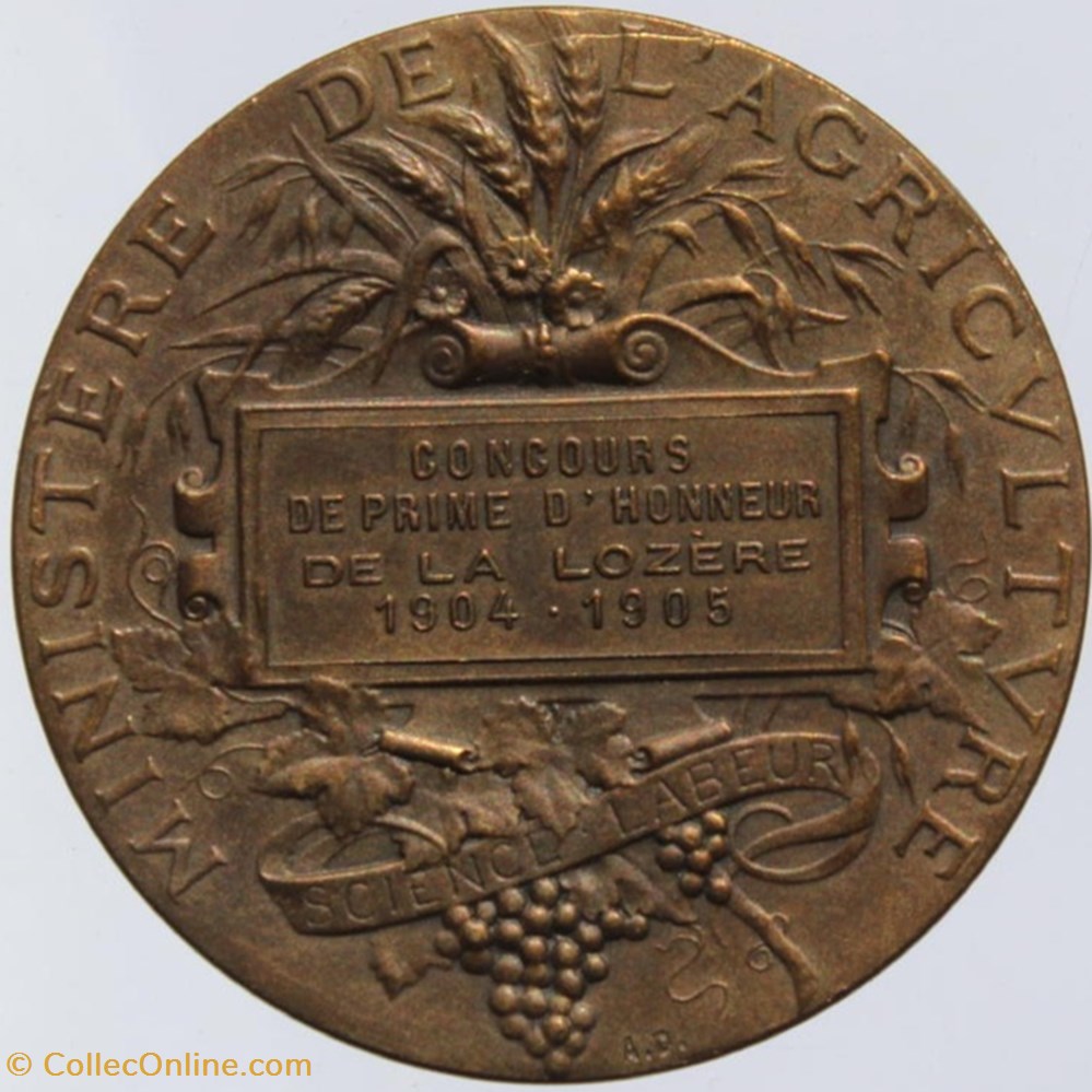 1904-1905 - Concours de prime d'honneur 3 medailles france 1904 1905 concours de prime honneur