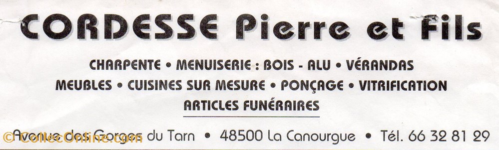 Cordesse Pierre & Fils (1993) documents anciens factures commerciaux cordesse pierre fils 1993