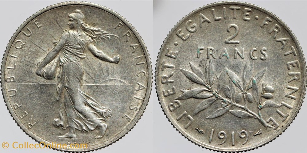 monnaies monde france f 266 roty 2 frs 1919