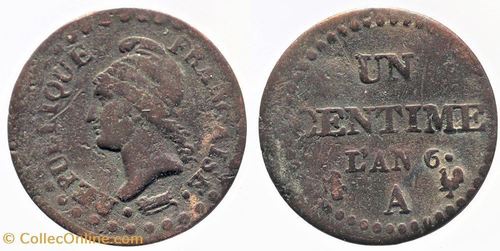 F-100 - Directoire - 1 centime - L'AN 6 A monnaies monde france f 100 directoire 1 centime an 6 a
