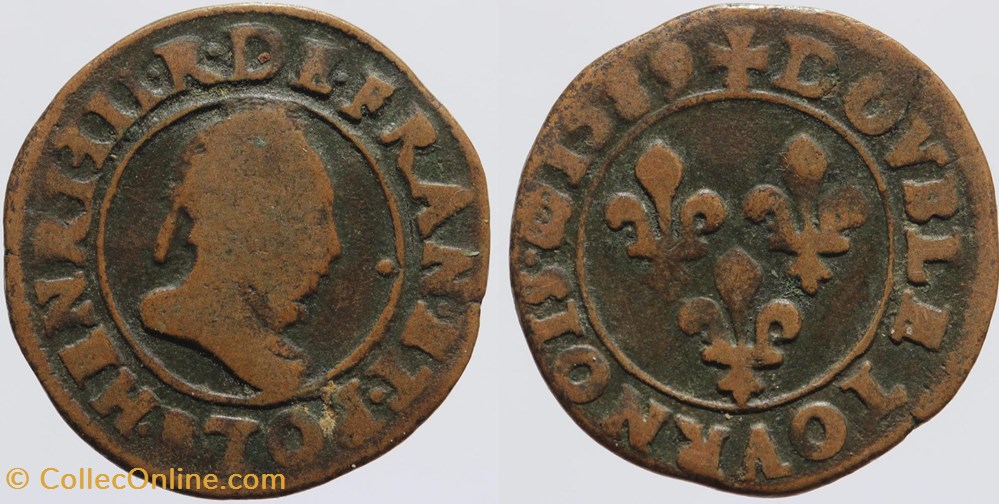 monnaies europe medievale a france royales dy 1152 henri iii double tournois 1589 rouen