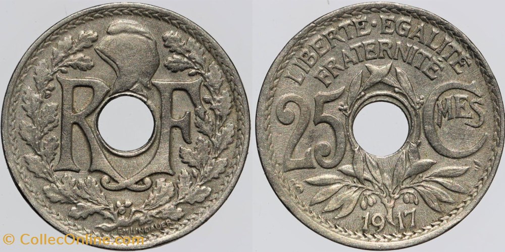 F-171 - Lindauer - 25 c. - 1917 fautée monnaies monde france f 171 lindauer 25 c 1917 fautee