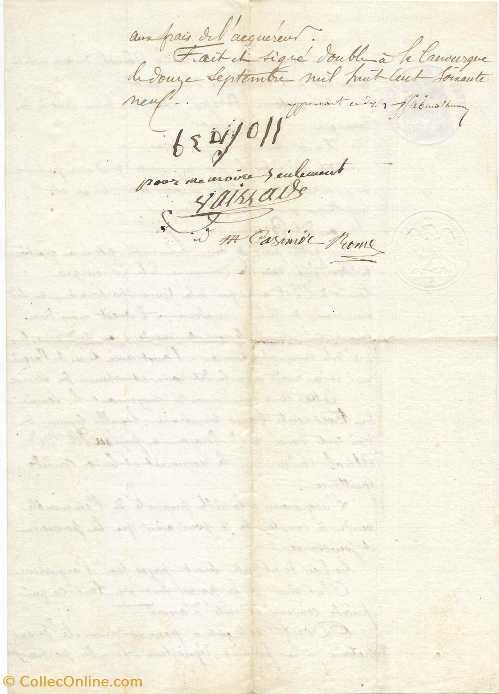 1869 - Vente d'un pré à Merdéric documents anciens autres 1869 vente un pre a merderic
