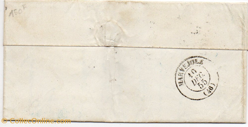1855 - Cachet type 15 plus P.C. 602 documents anciens marques postales europe 1855 cachet type 15 plus p c 602