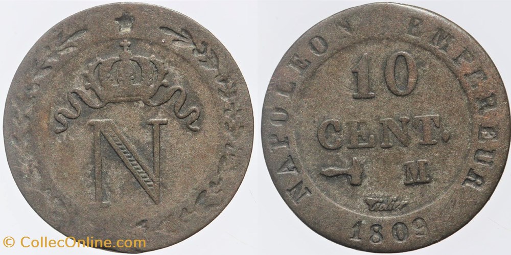 F-130 - Premier Empire - 10 centimes - 1809 M monnaies monde france f 130 premier empire 10 centimes 1809 m