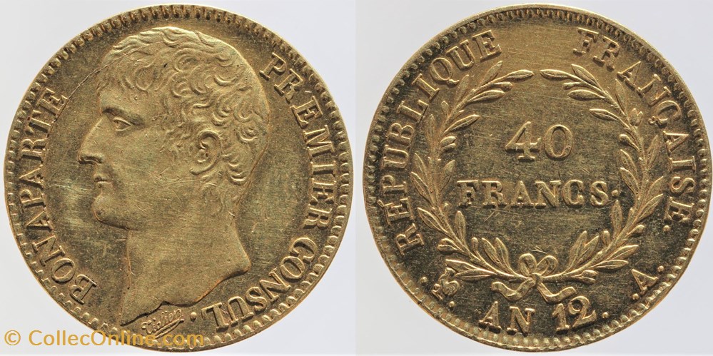 F-536 - Consulat - 40 francs - AN 12, Paris monnaies monde france f 536 consulat 40 francs an 12 paris