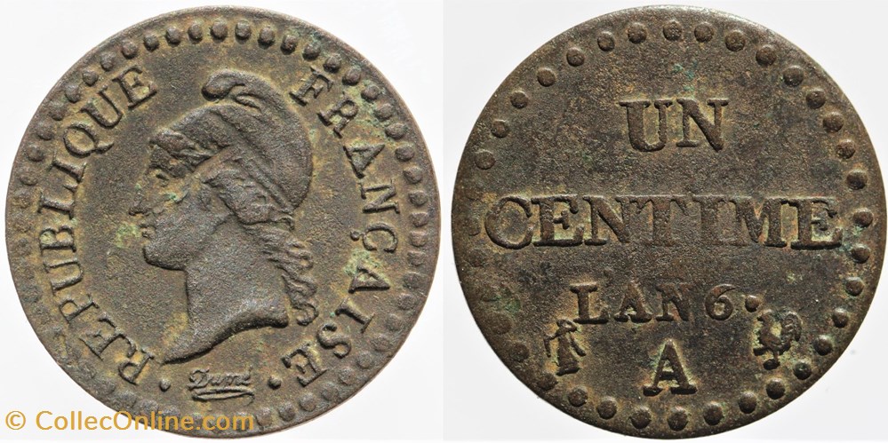 F-100 - Directoire - 1 centime - L'AN 6 A monnaies monde france f 100 directoire 1 centime an 6 a