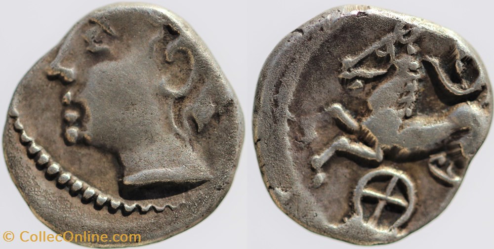 Arvernes - Drachme à la roue monnaies antiques av jc ap celtes arvernes drachme a la roue