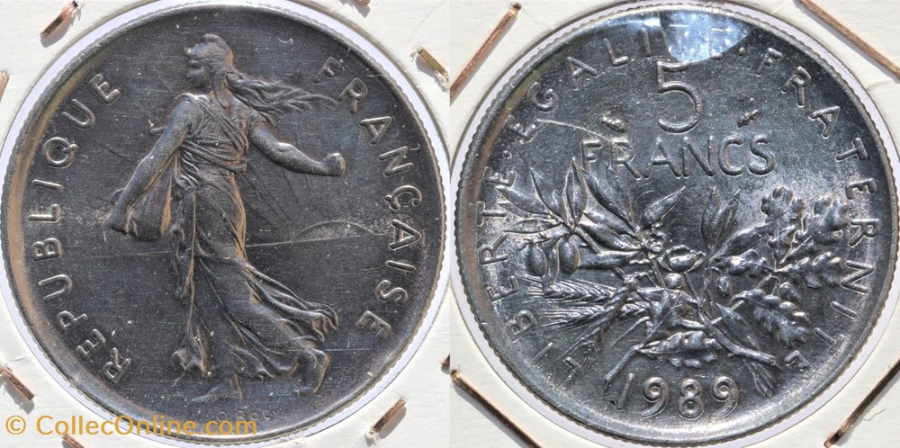 monnaies monde france f 341 roty 5 frs 1989