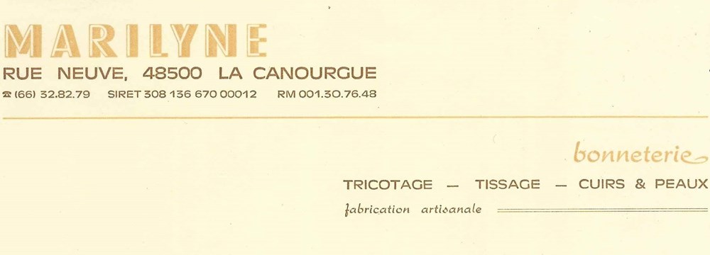 Marilyne (1970) documents anciens factures commerciaux marilyne 1970