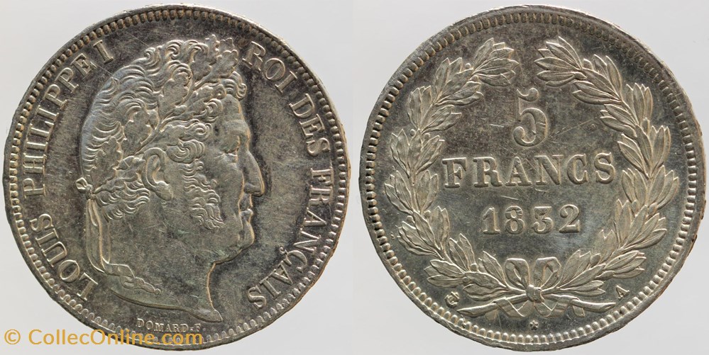 F-324 - Louis Philippe I - 5 francs - 1832, Paris monnaies monde france f 324 louis philippe i 5 francs 1832 paris